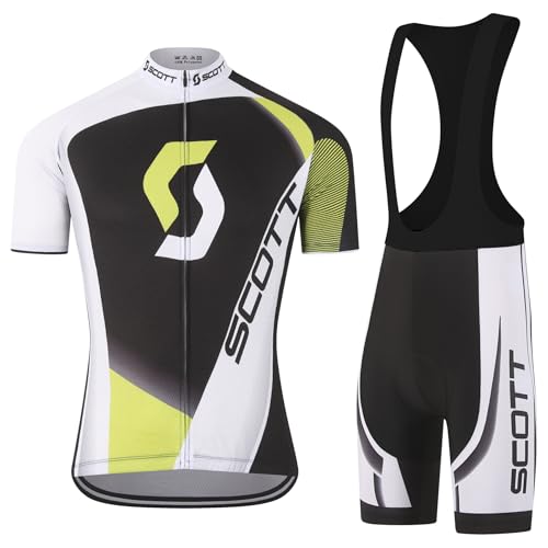 SIKLIN Rennrad Trikot Kurzarm Herren Set Fahrradbekleidung Herren mit 5D-Gelpolster Fahrradtrikot mit 5 Taschen Sommer