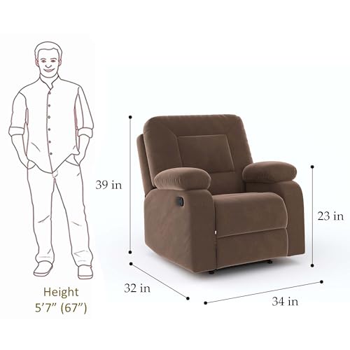 Image of Amazon Brand - Solimo Elysium | Single Seater Sofa Recliner | Manual Recliner (Velvet Brown)