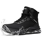 KEFUWU Military Tactical Boots Men Waterproof Lightweight Work Boots Side-Zip Durable Cushion Support Work Hiking Shoes(9 Men,Black)