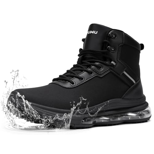Image of Military Tactical Boots Men Wide Waterproof 6 Inches | Non Slip Side-Zip Combat Hiking Work Boots Lightweight Durable