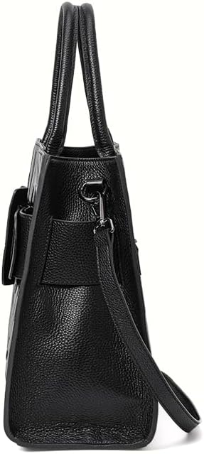 Genuine leather cowhide women's tote wallet large capacity letter embossed design waist buckle storage bag - Image 8