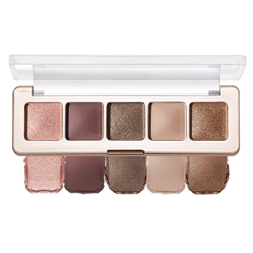 5 Colors Neutral Nude Matte & Shimmer Eyeshadow Palette, Neutral-...
