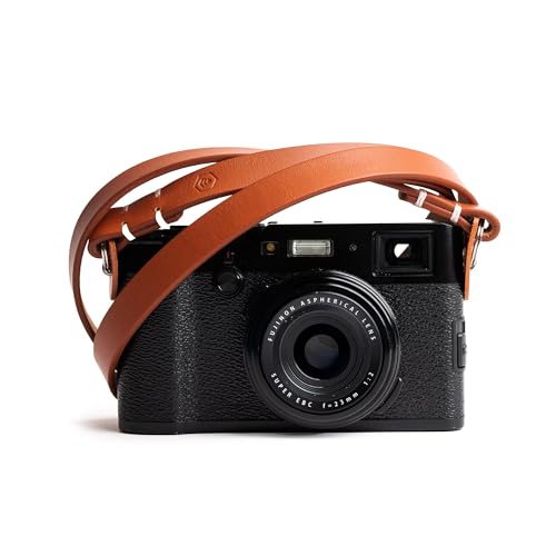 Evergreen Genuine Leather Minimalist Neck Shoulder Slim Camera Strap (Tan