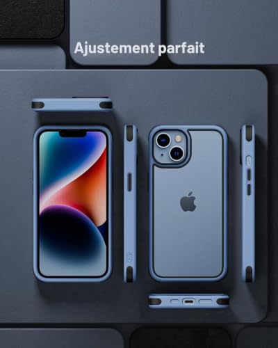 Coque iPhone 14 silicone antichoc pro MobNano etui transparent premium bleu noir - 5