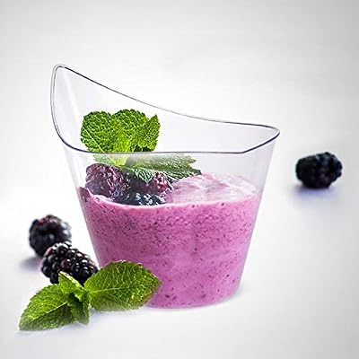 Tosnail 75 Pack 7 Ounce Clear Plastic Dessert Cups with 75 Pieces Clear Plastic Tasting Spoons