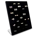 Grinscard - Schmuckdisplay für 50 Ringe & Ohrringe Organizer für Schmuck Aufbewahrung & Präsentation - 26 x 20 x 9 cm - schwarz