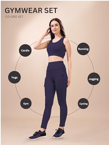 Image of High-Waist Track Suit, Co-ord Set for Women's, Gym wear 2-Piece Workout Set, Sports Bra and Bottom Set, Sports Running Suits, Yoga Wear