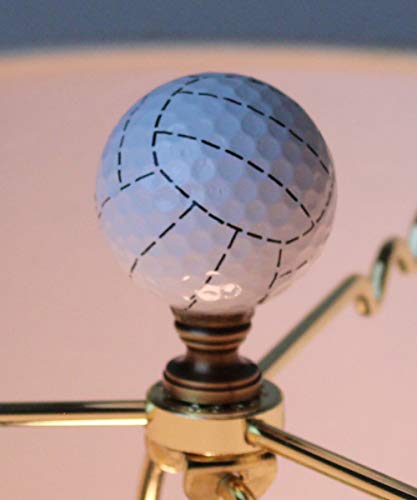 Image of Volleyball Lamp Finial, White with Black Stripes, 2.25 inchh
