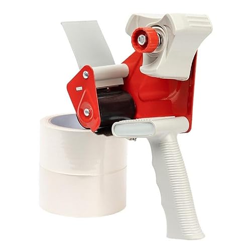 Image of Vencier Premium Packing Tape with Dispenser - 6 Rolls of 48mm x 66m Each - Heavy Duty, Strong Adhesive - Ideal for Regular Use, Moving, and Secure Parcel Sealing (Clear)