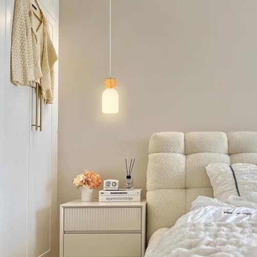 Lámpara colgante de cristal y madera de diseño sofisticado E14 6