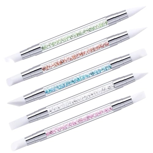 5Pcs Silicone Nail Sculpture Pen,DIY Nail Art Design,Pinceles Uñas