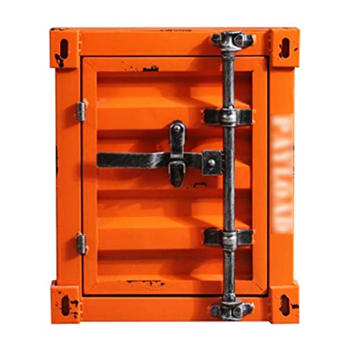 Cabinet de fer rétro CLSDRZC orange métallique : meuble de rangement casier vintage S