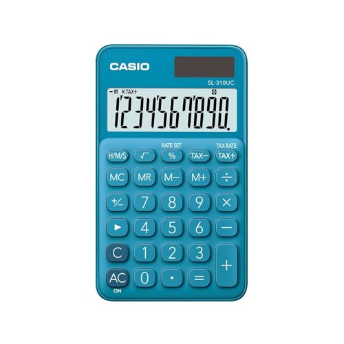 CASIO Taschenrechner SL-310UC, 10-stellig, Trendfarben, Steuerberechnung, Tausenderunterteilung, Solar-/Batteriebetrieb, 0.8 x 7 x 11.8 cm