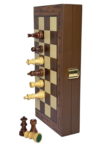Image of PALM ROYAL HANDICRAFTS 12x12 Inches Chess Board Set Wooden Magnetic Portable and Foldable Board Game with Extra Queens & Storage | Handmade Travel Chess Board for Adults & Kids.