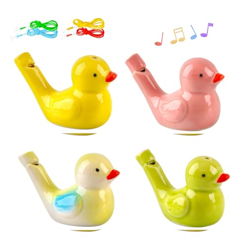 4 Piezas Silbato Pájaros, ZoneYan Silbato Pajaro de Agua, Silbato para Niños, Pájaro Silbato Cerámica, Pájaro Silbato de Colores, Rellenables con Agua, Birdsong (D)