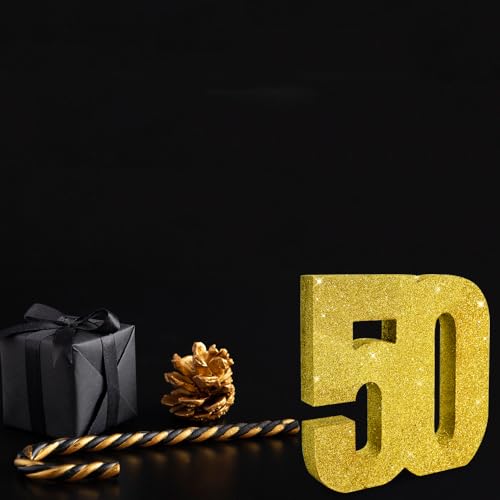 Image of TONIFUL 50th Birthday Decoration for Men and Women,50th Anniversary Decoration,Glod Glitter 50th Birthday Centerpieces for Party Decoration,Number 50 Centerpiece Table Decoration