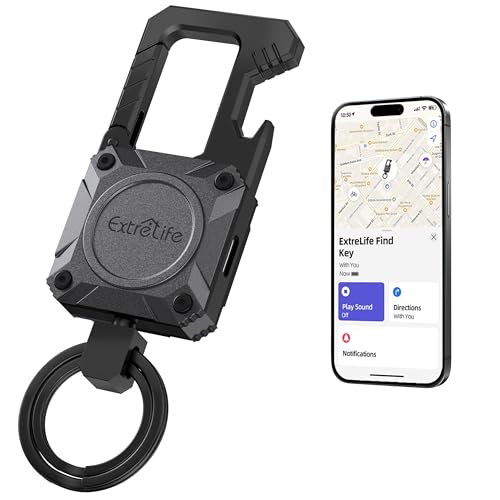 Image of ExtreLife Keychain, Works with Apple Find My, Bottle Opener, Carabiner Car Key Chains with Gps Tracker