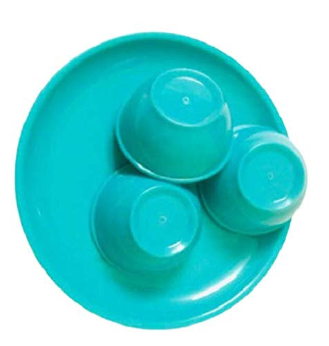 Image of Plastic Unbreakable Round Microwave Safe Full Dinner Plates (Sea Green), Plate & Bowl Set of 4
