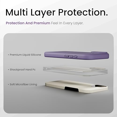 Image of CASEGEAR Silicone Snap Fit Back Cover Case Compatible with iPhone 17 | 8 Feet Drop Protection | Compatible with MagSafe | 360 Protection | Shockproof & Scratch Resistant | Misty Purple