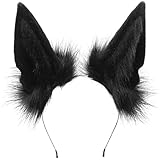 [happykoko] 狼 カチューシャ コスプレ 狼耳 耳 犬耳 ふせ耳 アヌビス耳 猫耳 ハロウィン メンズ レディース 白 黒 (ブラック)