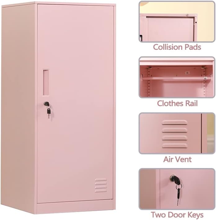 Miniatura 5 de Armario de almacenamiento vertical de metal de 1 puerta para dormitorio de niños, habitación de los niños, escuela, oficina, hogar, gabinete de