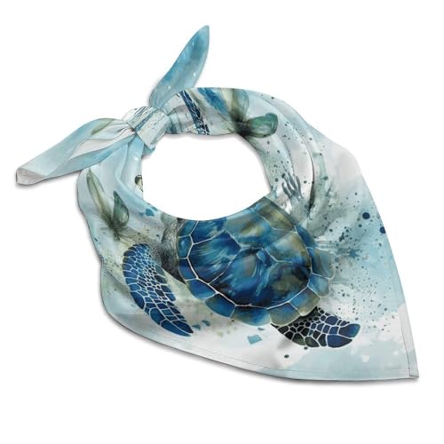 Bandanas Like Silk Handkerchiefs Soft Sea Turtle-Blue Scarf Headband for Men Women Outdoor