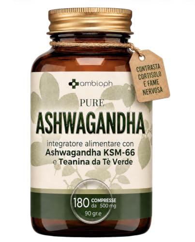 Ashwagandha KSM-66 con Teanina 180 Tabletas Veganas de Alta titulación