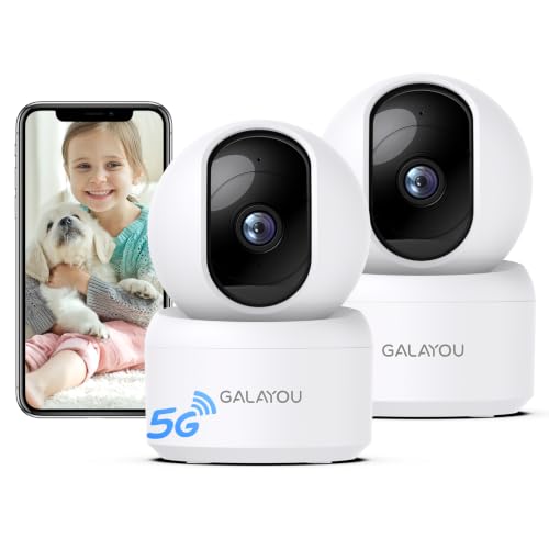 GALAYOU Indoor Cameras for Home Security/Baby Monitoring in 2K, G2 2Pack | Pet/Nanny Camera/Baby Monitor with Night Vision, Siren, 24/7 TF Card Storage, PTZ, Two-Way Talk, Wired Plug, 2.4Ghz Wi-Fi