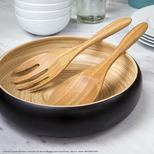 Dehaus® Large Premium Bamboo Salad Tongs - Eco Friendly Wooden Serving Spoons - Salad Serving Utensils - Salad Tosser Forks - Giant Wood Salad Servers - 12 inch Salad Hands - Image 8