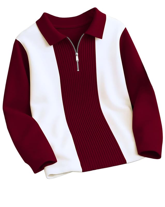 T-Shirt for Men Zip Neck Texture Self Design Cotton Blend Mens Tshirts