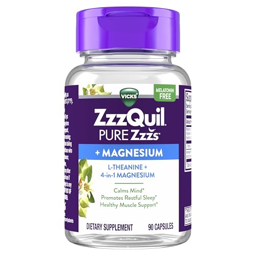 ZzzQuil Pure Zzzs, +Magnesium Capsules, L-Theanine and Magnesium, Sleep Aid, 4-in-1 Magnesium: Citrate, Bisglycinate, Oxide, and Carbonate, Sleep Aids for Adults, 90 Sleep Capsules - image 8