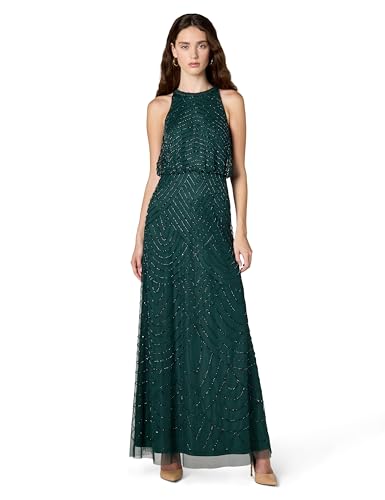 Image of Adrianna Papell Womens Halter Blouson Beaded Gown