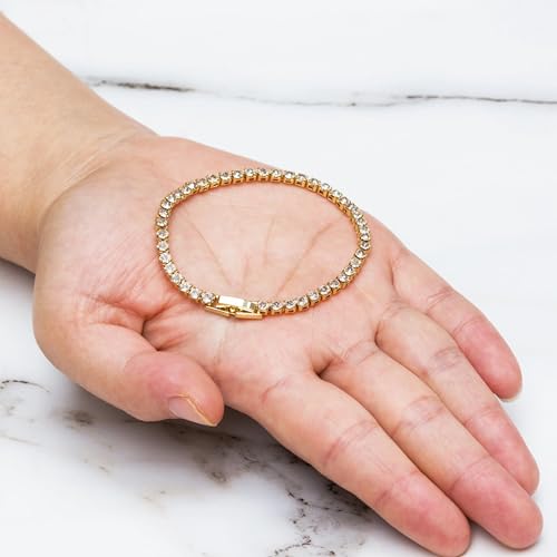 Philip Jones Gold Plated 3mm Tennis Bracelet Created with Zircondia® Crystals - Image 4