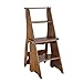 Drabina z 4 krokami, składana, drewniana, dla dorosłych i dzieci, wielofunkcyjny regał na kwiaty/buty taboret wewnątrz Ascend Ladder stołek QIQIDEDIAN (kolor: A)