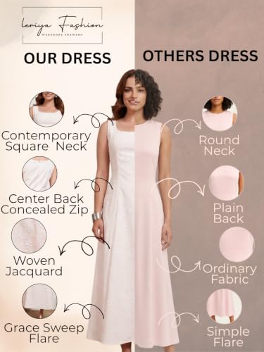 Image of Leriya Fashion Women's Jacquard Sleeveless Maxi Dress | Round Neck A-Line Long Dress for Party, Brunch & Casual Wear