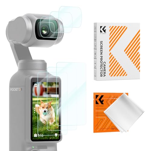 対応 DJI Osmo Pocket3 ガラスフィルム 保護フィルム 【3枚+3枚+クリーニングクロス】9H強化ガラス 耐衝撃 自動吸着 高透率 飛散防止 カメラ用保護フィルム スクリーンプロテクター K&F Concept