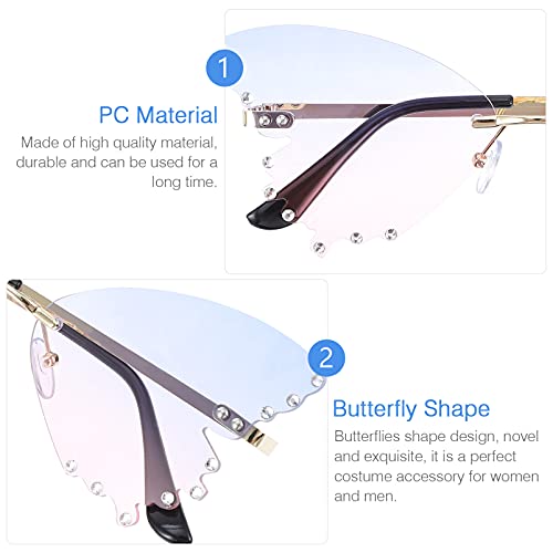 Rimless Butterfly Style Sunglasses for Women Trendy Vintage Creative 90s Sunglasses Funny Cloud Shaped Disco Glasses Sunglasses4