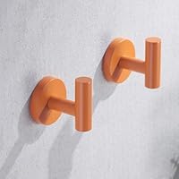 SEABEFORE Towel Hooks for Bathrooms,Orange Wall Mount Hooks SUS 304 Stainless Steel Coat Hook Robe Hook Towel Hook 2 Count for Kitchen,Bedroom (Drilling),96006-8HOR