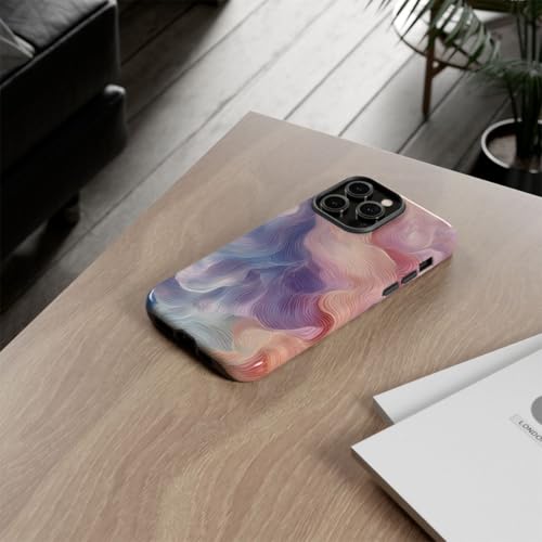 Coque iPhone 14 Pro Max rigide brillante avec motif vagues pastel