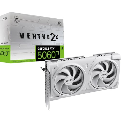 Image of MSI GeForce RTX 5060 Ti 16G Ventus 2X OC White - 16GB GDDR7 (28Gbps /128-bit), PCIe 5, Boost: 2602 MHz, HDMI 2.1b, DisplayPort 2.1b