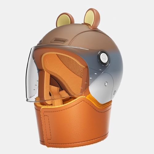 QJWMatic Casco Jet De Moto Abierto con Visera Solar, Homologado ECE para Hombre Y Mujer Estilo Cruiser Scooter Medio Casco Diseño Retro Abierto 3/4 I,56-60CM