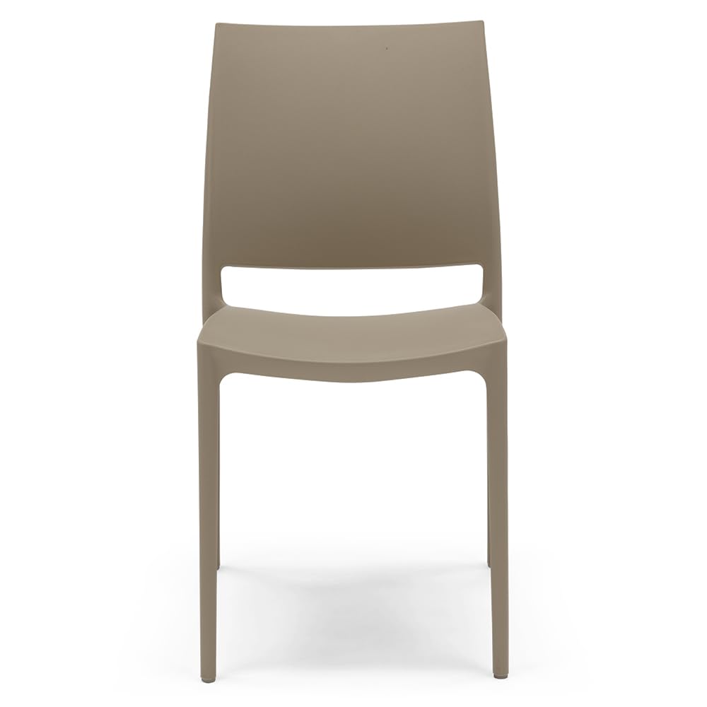 REDÒKASA Set 4 sedie in polipropilene MOON impilabile resistente ai raggi UV design moderno ideale per sala da pranzo, cucina, giardino, bar (Tortora, 4)