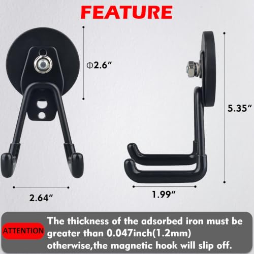 Image of MUTUACTOR Powerful Magnetic Hooks,Anti-Slip Heavy Duty Magnetic Hooks for Hanging,4PCS Magnetic Mount Strong Metal Storage Hooks for Organize Garage Tools Power Drill Driver Tool Chest Locker