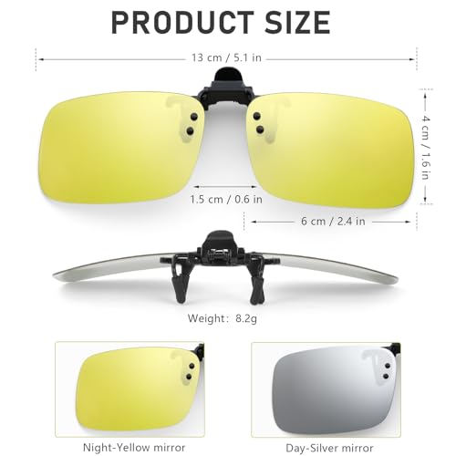 Image of Hifot Clip on Sunglasses 4 Pack,Polarized Lens Fit Over Prescription Glasses,Flip up Rimless Sunglasses