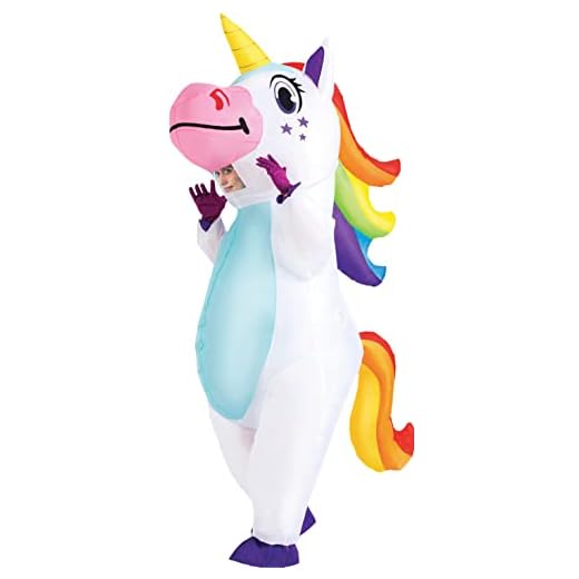 Spooktacular Creations Halloween Inflatable Costume, Full Body Unicorn Blow Up Costume for Adults Dress Up Holiday Themed Cosplay Parties(White)