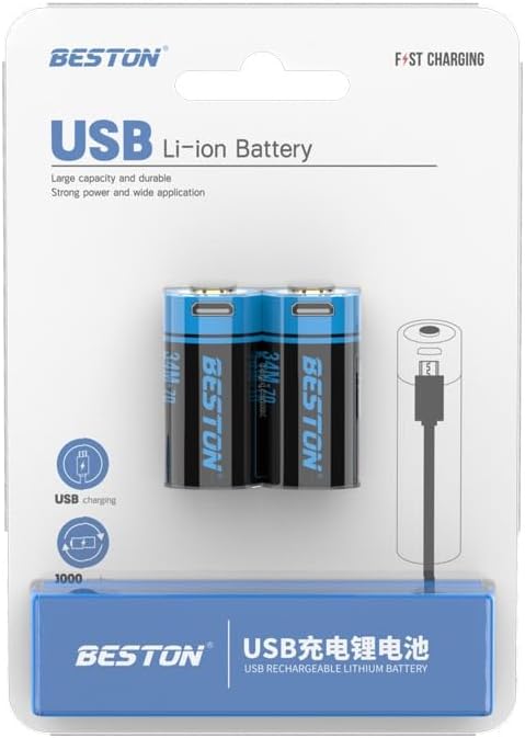 Rechargeable 123 Battery Micro USB - Pack of 2