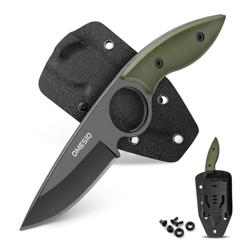 Omesio Messer Outdoor klein Full Tang Feststehende Klinge, Scharfes kleines Bushcraft Messer mit...