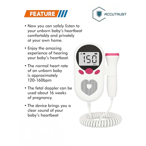 Image of Fetal Doppler Baby Heartbeat Monitor | Portable Pregnancy Doppler with LCD Display, Built-in Speaker & High Sensitivity Probe | Listen to Baby's Heartbeat at Home