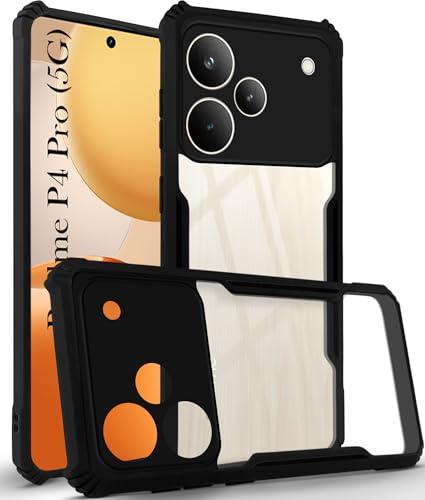 Image of Jkobi Hybrid Back Cover Case for Realme P4 Pro (Shockproof with Polycarbonate Clear Panel | Professional Black)