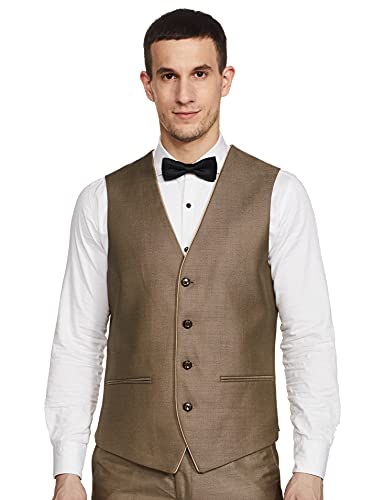 Image of Raymond Polyester Blend Men's Full Sleeve Contemporary FIT Medium Fawn Formal Suit
